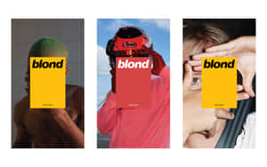 三個人以「blond」文字覆蓋面部，擺出不同姿勢