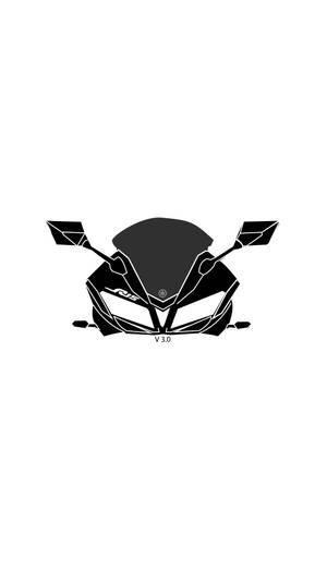 白色背景上帶有「V3.0」文字的黑色電單車正面剪影。