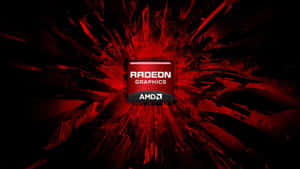 黑色背景上帶有紅色破碎玻璃效果的 Radeon Graphics 標誌 — 高解析度 壁紙