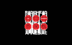 Radiohead專輯封面，帶有紅色停止標誌和卡通人物。