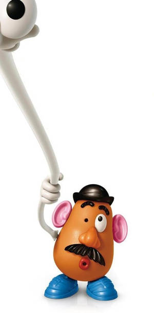 Mr Potato Head玩具在白色背景前拿著白色手臂