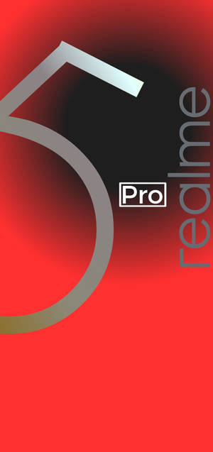Realme Pro 手機品牌，在紅色漸變背景上有一個大型風格化的數字五。