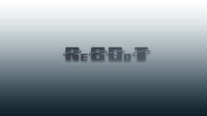 「reboot」一詞以風格化的灰色字母和圓形裝飾，置於漸變背景上。 — 藝術 壁紙