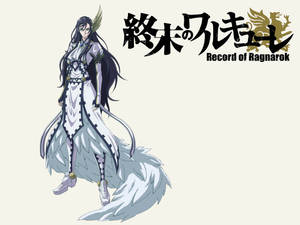 《Record of Ragnarok》中長黑髮、白色羽毛服裝的動漫角色。
