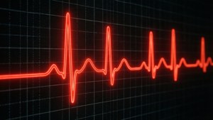 黑暗網格醫療監視器顯示屏上的紅色心跳線