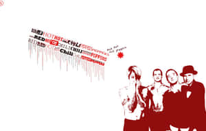 Red Hot Chili Peppers 樂隊標誌，帶有滴落文字和四位成員的紅色剪影。