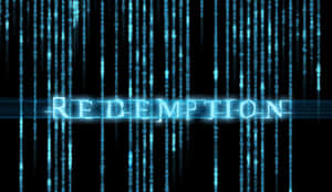 藍色發光文字 redemption 搭配黑色背景上下降的數位代碼 — 靈性動態圖 壁紙