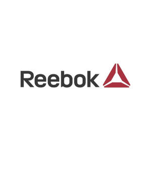 白色背景上黑色文字和紅色三角形的Reebok品牌標誌。