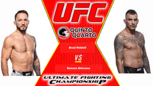 兩位赤裸上身的男性MMA拳手為UFC冠軍賽卡擺姿勢。