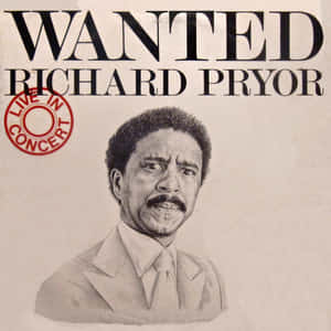 喜劇演員 Richard Pryor 的通緝海報插圖，附有現場音樂會印章。 — 1:1 壁紙
