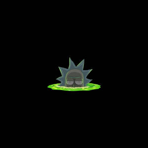 Rick Sanchez 在黑色背景前從綠色黏液中探出頭來，表情不悅 — 火影忍者海報 壁紙