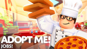 Roblox廚師在遊戲場景中拿著薄餅和盒子，帶有閃爍效果。