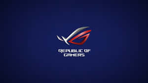 Republic of Gamers 標誌，紅銀色徽章在深藍色背景上