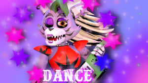 一隻紫色狐狸機械人與星星和dance這個詞一起跳舞。 — 深紫色美學 GIF 壁紙