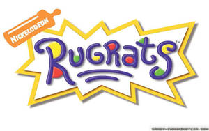 Rugrats 卡通標誌，帶有色彩繽紛的字母和黃色星爆設計。