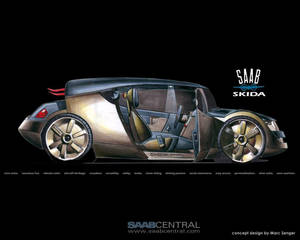 Saab Skida概念車，打開車門展示內飾