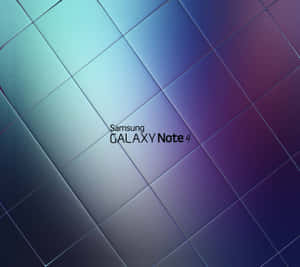 抽象幾何圖案，帶有漸變藍色和紫色瓷磚，並帶有 Samsung Galaxy Note 4 文字。