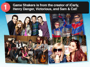 Game Shakers 演員在攝影棚中拿著雪糕和結他擺姿勢。