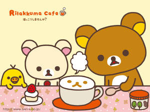 Rilakkuma 和朋友們在咖啡店享用茶和蛋糕。