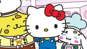 Hello Kitty 和朋友們在麵包店打扮成廚師