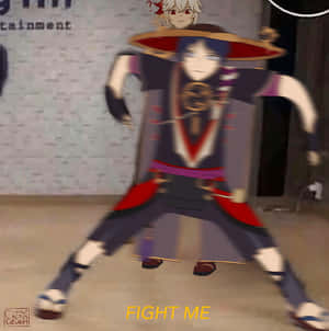 動漫角色擺出戰鬥姿態，帶有「FIGHT ME」文字。