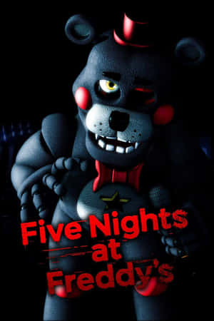 來自《Five Nights at Freddy's》的可怕機械熊，帶有發光眼睛和紅色蝴蝶結。