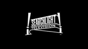 黑色背景上的白色Searchlight Television標誌