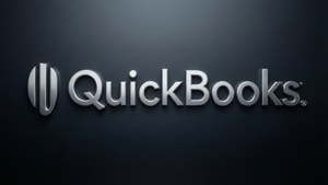 深色背景上的金屬銀色QuickBooks標誌