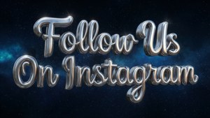 在繁星夜空背景下，閃亮金屬字母組成的「Follow Us On Instagram」文字。