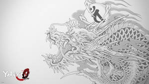 來自遊戲《人中之龍0》的風格化龍，背上騎著一個武士。