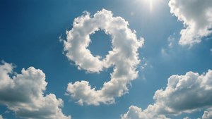 藍天白雲形狀像數字九，有陽光