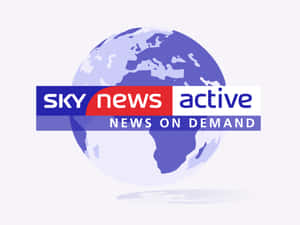 Sky News Active標誌搭配地球儀背景，用於隨選新聞服務。