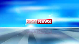 Sky News 標誌在帶有光效的藍色抽象背景上。 — 藍天 壁紙