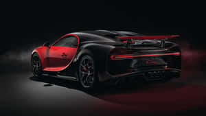 黑色和紅色Bugatti Chiron Super Sport 300+跑車在工作室中帶有煙霧效果。 — 布加迪 壁紙