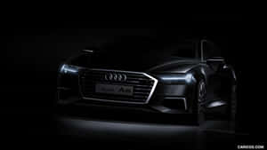 在黑暗的工作室環境中，聚光燈照亮了奧迪A6轎車。 — Audi R8 GIF 壁紙