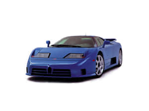 藍色 Bugatti EB110 超級跑車 影樓拍攝 純白背景 — 布加迪 壁紙