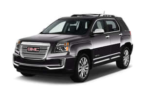深紫色GMC Acadia SUV，帶有鍍鉻細節和車頂行李架，置於白色背景上。 — Surface Laptop 壁紙