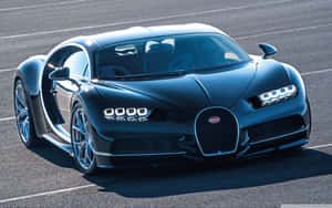 啞光黑色Bugatti Chiron在賽道上敞開車門。 — Steam Deck 壁紙