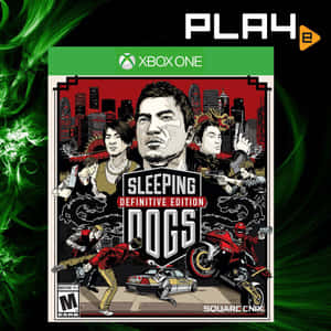 Sleeping Dogs Definitive Edition Xbox One 遊戲封面，角色在紅色城市景觀中行動。