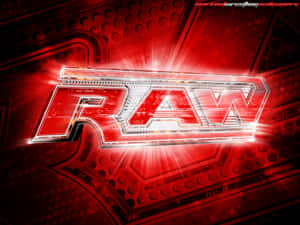 WWE RAW 標誌在金屬背景上發出紅光及光束
