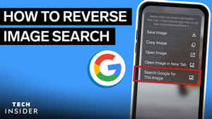 手機顯示反向圖片搜尋選項，帶有Google標誌和教學文字。