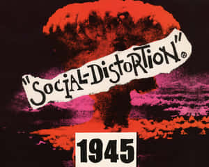 帶有紅色蘑菇雲和 Social Distortion 1945 文字的圖形海報