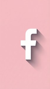 白色Facebook標誌在粉紅色背景上帶有長陰影