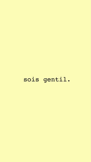 淡黃色背景上帶有法文短語 sois gentil 的文字壁紙。