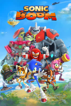 Sonic Boom 動畫角色在色彩繽紛的戶外場景中英勇地擺姿勢。 — POCO Pad 壁紙