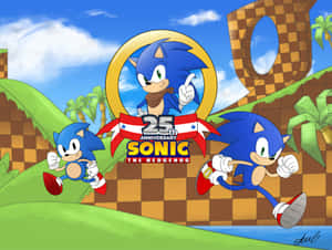 Sonic the Hedgehog 以三個奔跑姿勢慶祝其25週年。 — 超音鼠 壁紙