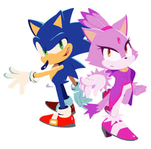 Sonic the Hedgehog 同一個粉紅色貓角色嘅動感甫士。 — iPad Air 11 壁紙