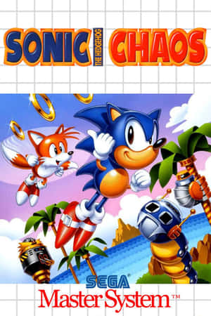 Sonic 與 Tails 飛越熱帶島嶼，下方有機械人。 — 超音鼠 壁紙