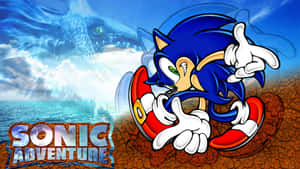 Sonic the Hedgehog 豎起大拇指，背景有一條龍。 — 超音鼠 壁紙
