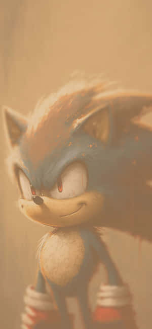 Sonic the Hedgehog 在金色調的數位插圖中溫暖地微笑。 — Huawei 壁紙